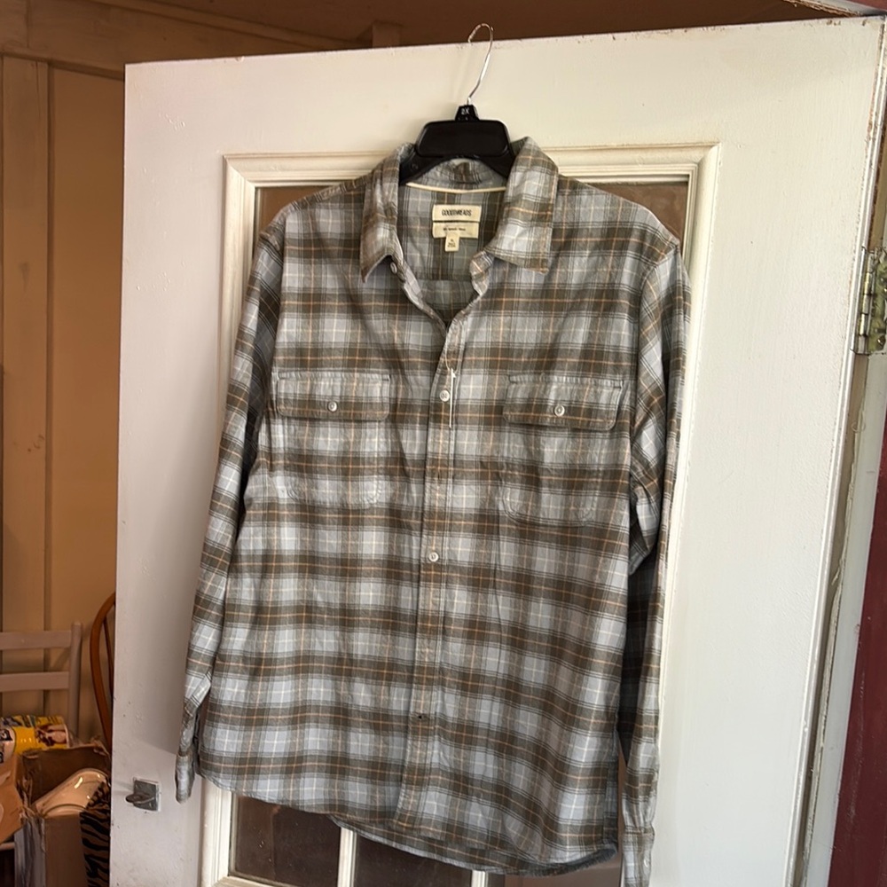 Goodthreads Gray and Tan Plaid Shirt
